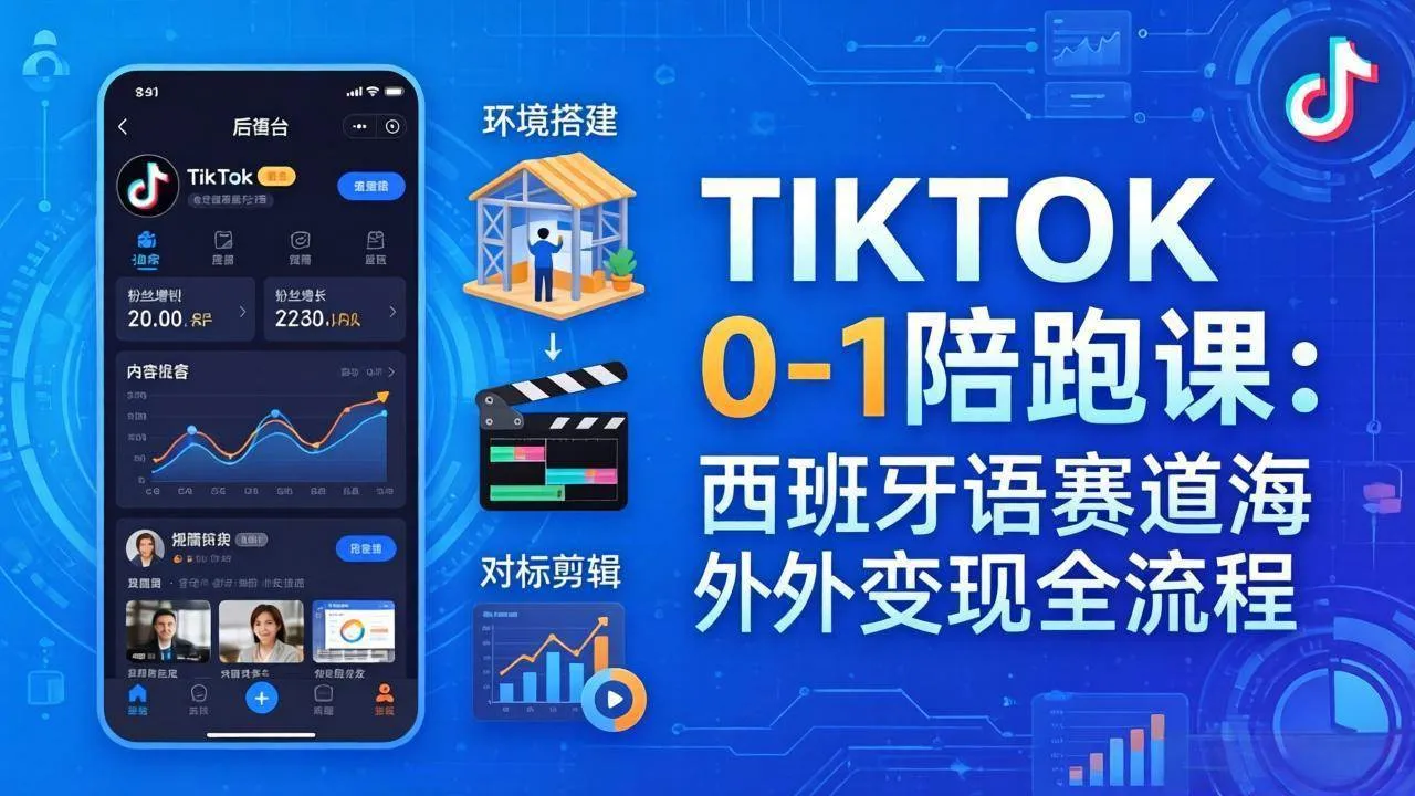 (17908期)TIKTOK 0-1 陪跑课:从环境搭建到刷对标剪辑,西班牙语赛道海外变现全流程 (17908期)TIKTOK 0-1 陪跑课:从环境搭建到刷对标剪辑,西班牙语赛道海外变现全流程