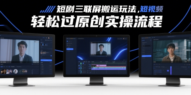 短剧三联屏搬运玩法，短剧搬运轻松过原创实操流程-梦帆创业网