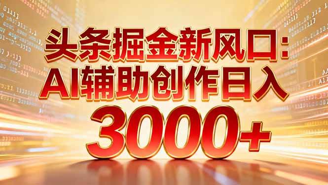 （16923期）头条掘金新风口：AI辅助创作日入3000+，矩阵玩法当天启动隔天见效-梦帆创业网