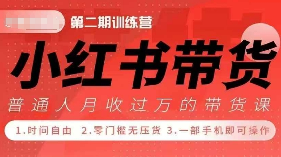 小Red书带货42天训练营 2.0版，宝妈+自由职+上班族+大学生，提高副业收入的大红利项目-梦帆创业网