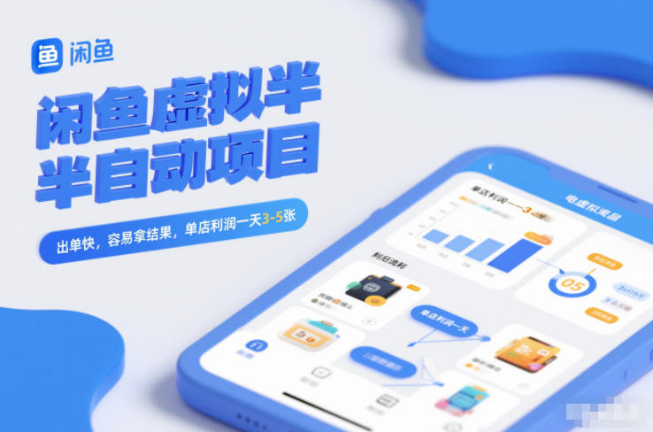 闲鱼虚拟半自动项目，出单快，容易拿结果，单店利润一天3-5张-梦帆创业网