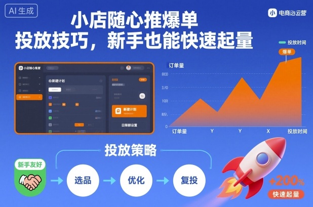 小店随心推爆单投放技巧，新手也能快速起量-梦帆创业网