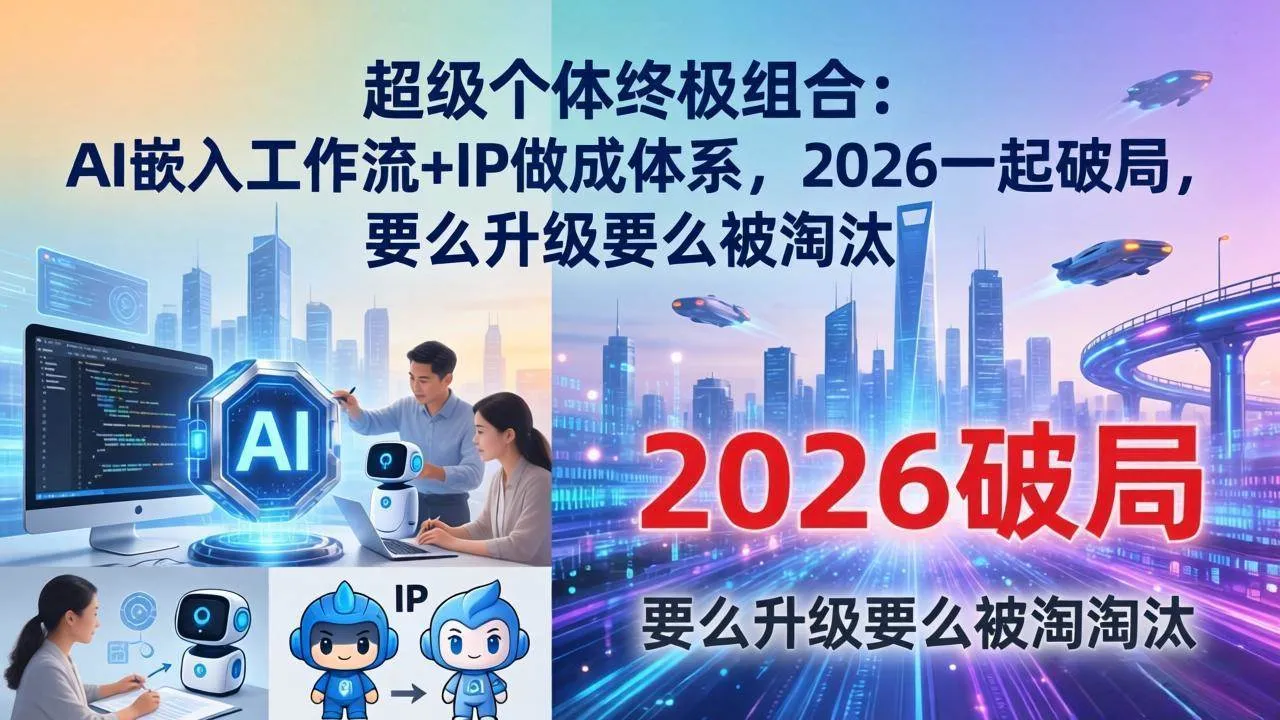 （17789期）超级个体终极组合：AI嵌入工作流+IP做成体系，2026一起破局，要么升级要么被淘汰-梦帆创业网