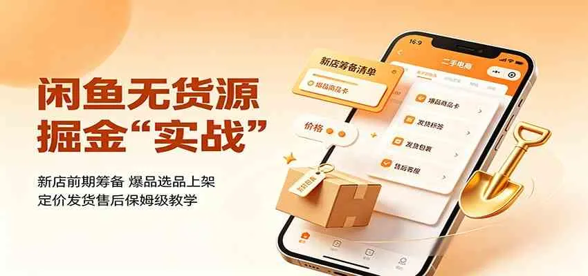 闲鱼无货源掘金实战：新店前期筹备，爆品选品上架，定价发货售后保姆级教学-梦帆创业网
