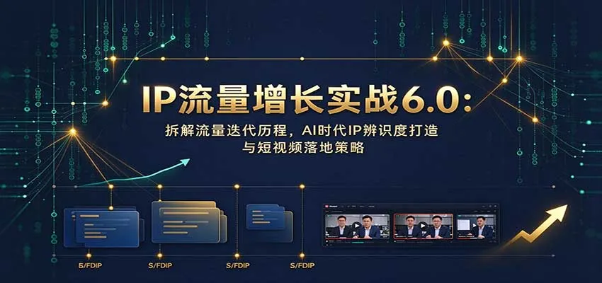 IP流量增长实战6.0：拆解流量迭代历程，AI时代IP辨识度打造与短视频落地策略-梦帆创业网