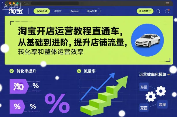 淘宝开店运营教程直通车，从基础到进阶，提升店铺流量，转化率和整体运营效率（更新26年07月11日）-梦帆创业网