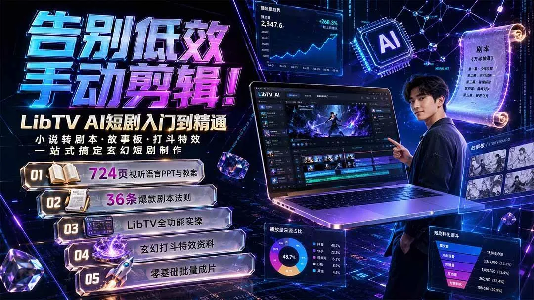 (19678期)告别低效手动剪辑!LibTV AI短剧入门到精通,小说转剧本方法,故事板打斗特效一站式搞定玄幻短剧制作 (19678期)告别低效手动剪辑!LibTV AI短剧入门到精通,小说转剧本方法,故事板打斗特效一站式搞定玄幻短剧制作
