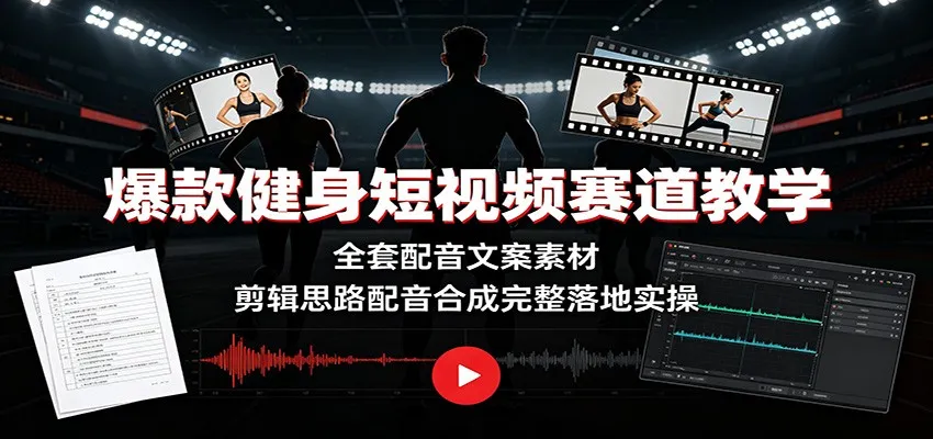 爆款健身短视频赛道教学：全套配音文案素材，剪辑思路配音合成完整落地实操-梦帆创业网