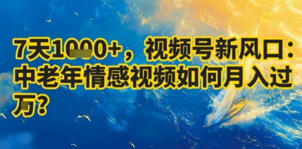 7天收益1k+，视频号新风口：中老年情感视频如何月入过W?-梦帆创业网