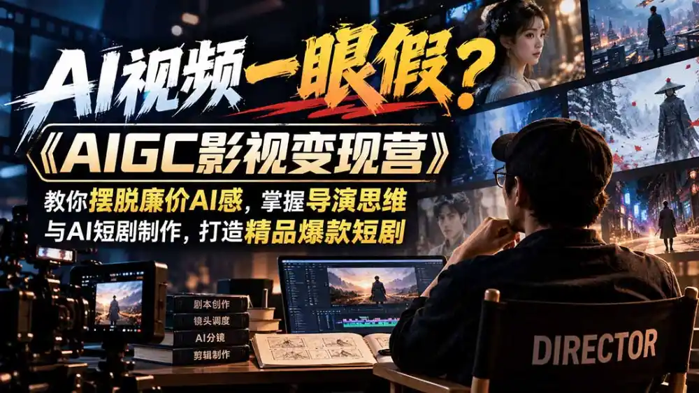【无水印】AI视频一眼假？《AIGC影视变现营》教你摆脱廉价AI感，掌握导演思维与AI短剧制作，打造精品爆款短剧-梦帆创业网