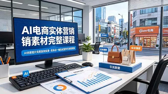 （19076期）AI电商实体营销素材完整课程，AI创意短片完美复刻实景，实体店一键生成宣传引流短视频-梦帆创业网