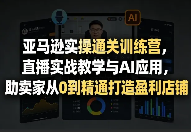 亚马逊实操通关训练营，直播实战教学与AI应用，助卖家从0到精通打造盈利店铺（更新7月3日）-梦帆创业网