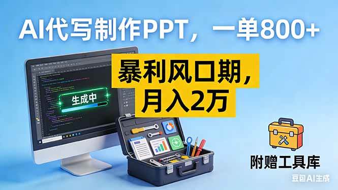 （16967期）AI代写制作PPT，一单800+， 暴利风口期，月入2万【附工具】-梦帆创业网