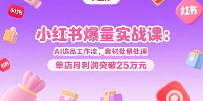 （15462期）小红书爆量实战课：AI选品工作流，素材批量处理，单店月利润突破25万元-梦帆创业网