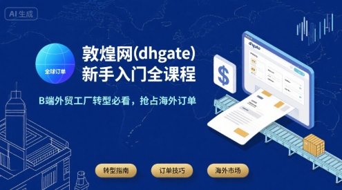 敦煌网(dhgate)新手入门全课程，B端外贸工厂转型必看，抢占海外订单-梦帆创业网