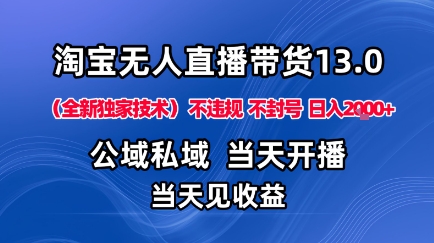 淘宝无人直播13.0，公域私域技术，不封号，不违规布局下半年旺季赛道，日入1K+（独家技术）【揭秘】-梦帆创业网