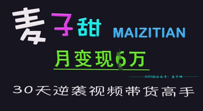 麦子甜30天逆袭视频带货高手，单月变现6W加特训营-梦帆创业网