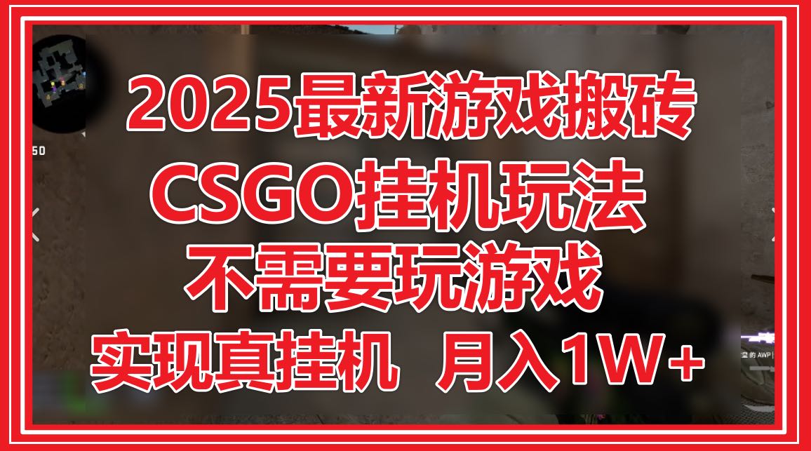 2025最新游戏搬砖，CSGO挂机，不需要玩游戏，实现真挂机，月入1W+-梦帆创业网