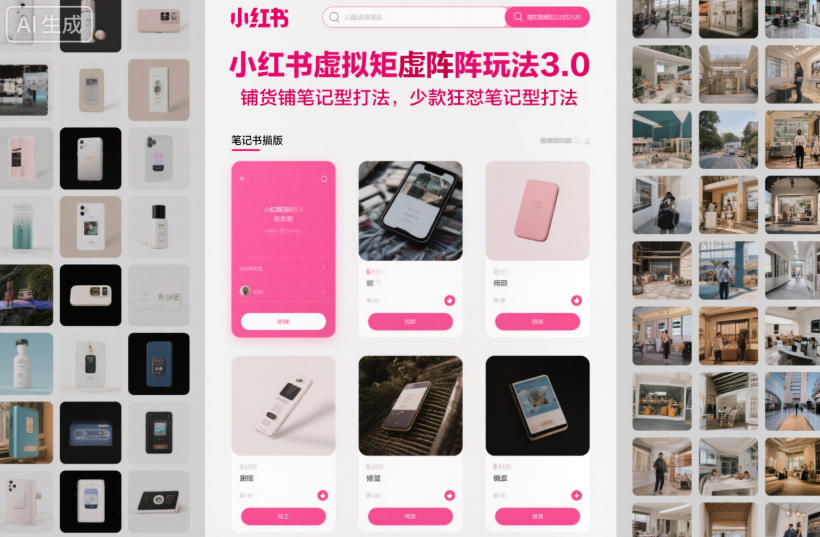 小红书虚拟矩阵玩法3.0，铺货铺笔记型打法，少款狂怼笔记型打法-梦帆创业网