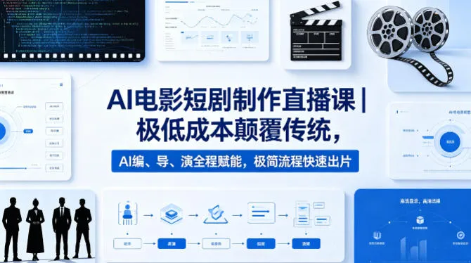 AI电影短剧制作直播课｜极低成本颠覆传统，AI编、导、演全程赋能，极简流程快速出片-梦帆创业网