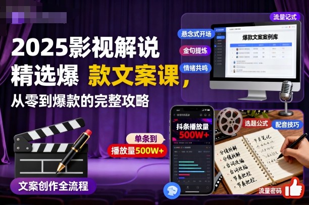 2025影视解说精选爆款文案课，从零到爆款的完整攻略-梦帆创业网
