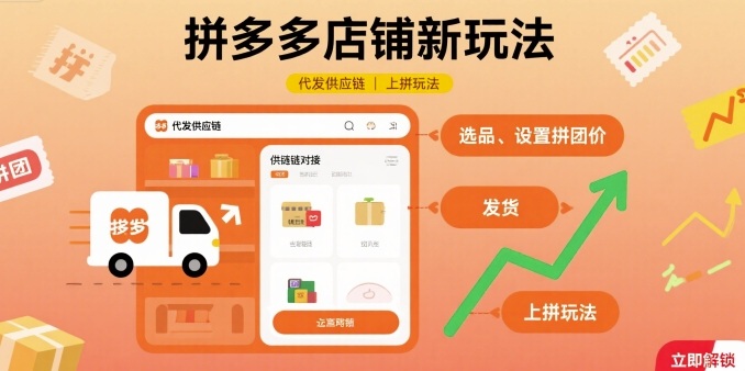 拼多多店铺新玩法，代发供应链上拼玩法-梦帆创业网