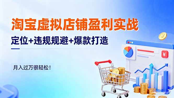 (16387期)淘宝虚拟店铺盈利实战:定位+违规规避+爆款打造,月入过万很轻松!-梦帆创业网