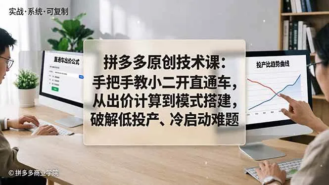（18159期）拼多多原创技术课：手把手教小二开直通车，从出价计算到模式搭建，破解低投产、冷启动难题-梦帆创业网