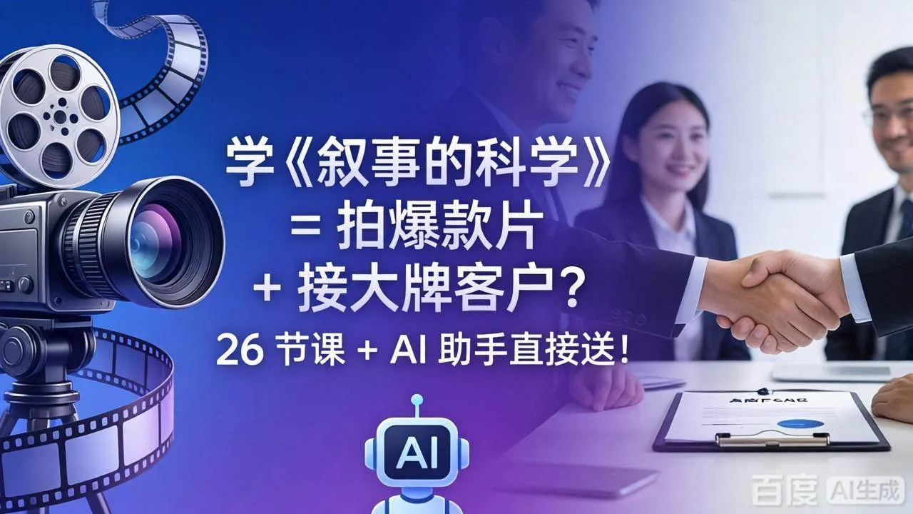 （18302期）学《叙事的科学》= 拍爆款片 + 接大牌客户？26 节课 + AI 助手直接送！-梦帆创业网