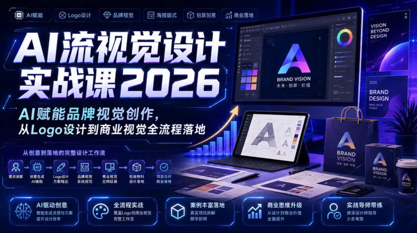 AI流视觉设计实战课2026：AI赋能品牌视觉创作，从Logo设计到商业视觉全流程落地-梦帆创业网