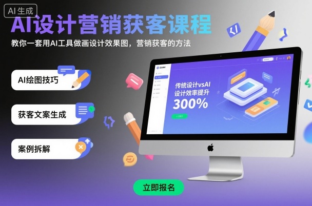 AI设计营销获客课程，教你一套用AI工具做画设计效果图，营销获客的方法-梦帆创业网