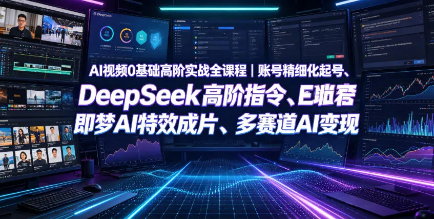 AI视频0基础高阶实战全课程｜账号精细化起号、DeepSeek高阶指令、即梦AI特效成片、多赛道AI短视频量产变现-梦帆创业网