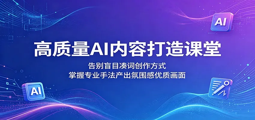 高质量AI内容打造课堂：告别盲目凑词创作方式，掌握专业手法产出氛围感优质画面-梦帆创业网