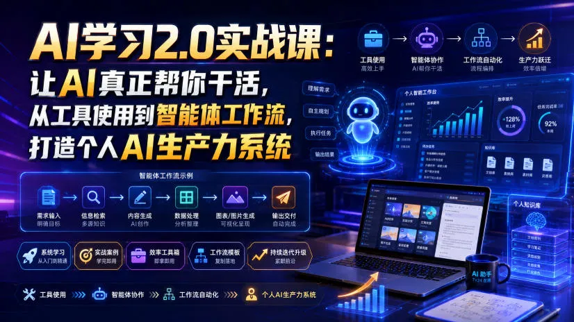 AI学习2.0实战课：让AI真正帮你干活，从工具使用到智能体工作流，打造个人AI生产力系统-梦帆创业网