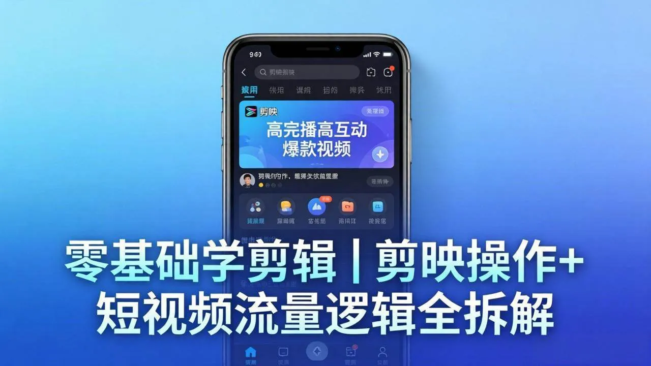 （18117期） 【零基础学剪辑】剪映操作+短视频流量逻辑全拆解｜手把手教你剪出高完播高互动爆款视频-梦帆创业网