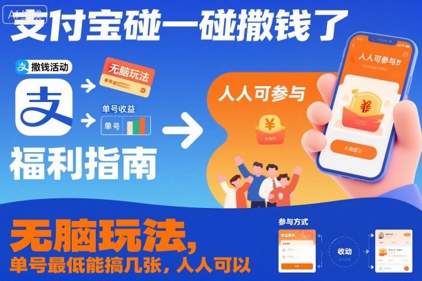 支付宝碰一碰撒钱了，无脑玩法，单号最低能搞几张，人人可以撸【揭秘】-梦帆创业网