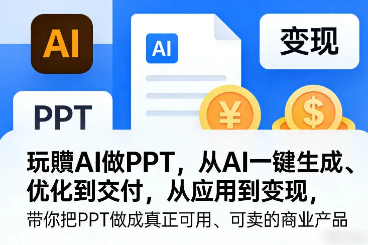 玩賺AI做PPT，从AI一键生成、优化到交付，从应用到变现，带你把PPT做成真正可用、可卖的商业产品（更新0421）-梦帆创业网