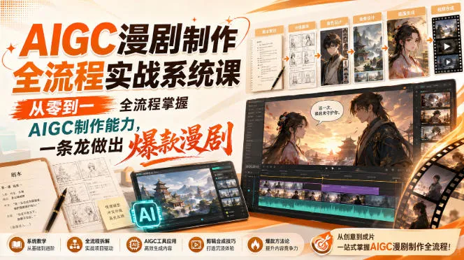 AIGC漫剧制作全流程实战系统课，从零到一全流程掌握AIGC制作能力，一条龙做出爆款漫剧-梦帆创业网