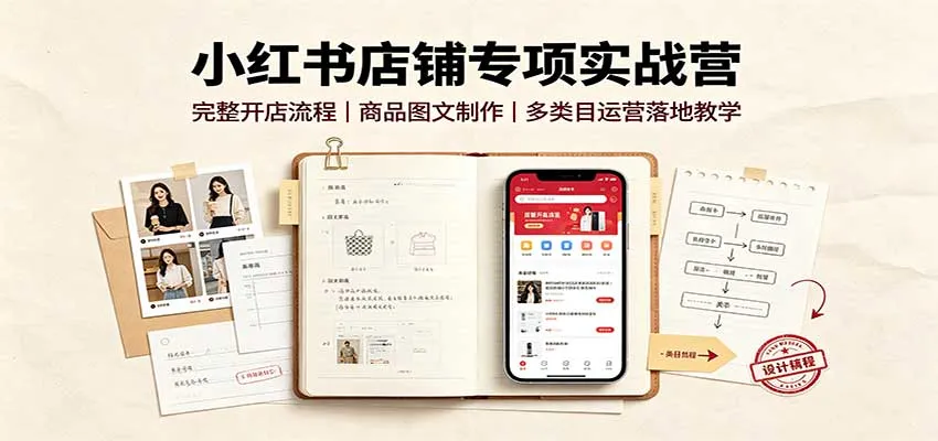 小红书店铺专项实战营:完整开店流程,商品图文制作,多类目运营落地教学 小红书店铺专项实战营:完整开店流程,商品图文制作,多类目运营落地教学