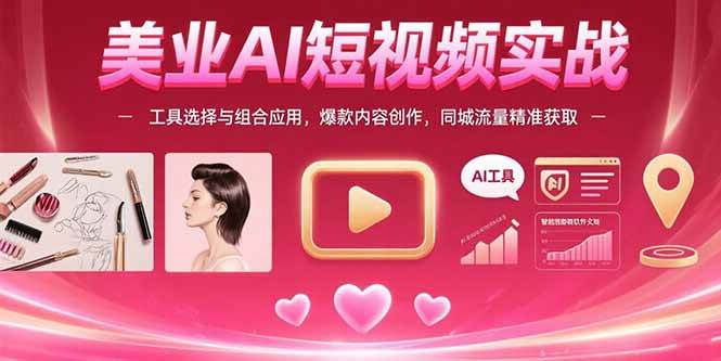（15535期）美业AI短视频实战：工具选择与组合应用，爆款内容创作，同城流量精准获取-梦帆创业网