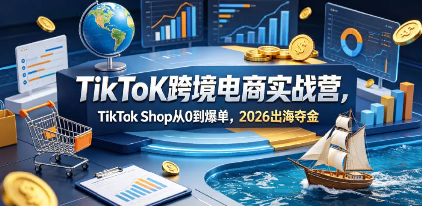 TikToK跨境电商实战营，TikTok Shop从0到爆单，2026出海夺金-梦帆创业网