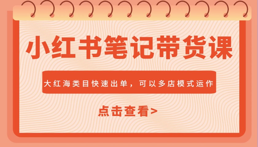 小红书笔记带货课，大红海类目快速出单，市场大，可以多店模式运作(更新)-梦帆创业网