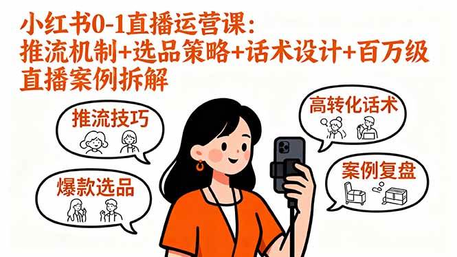 （16002期）小红书0-1直播运营课：推流机制+选品策略+话术设计+百万级直播案例拆解-梦帆创业网
