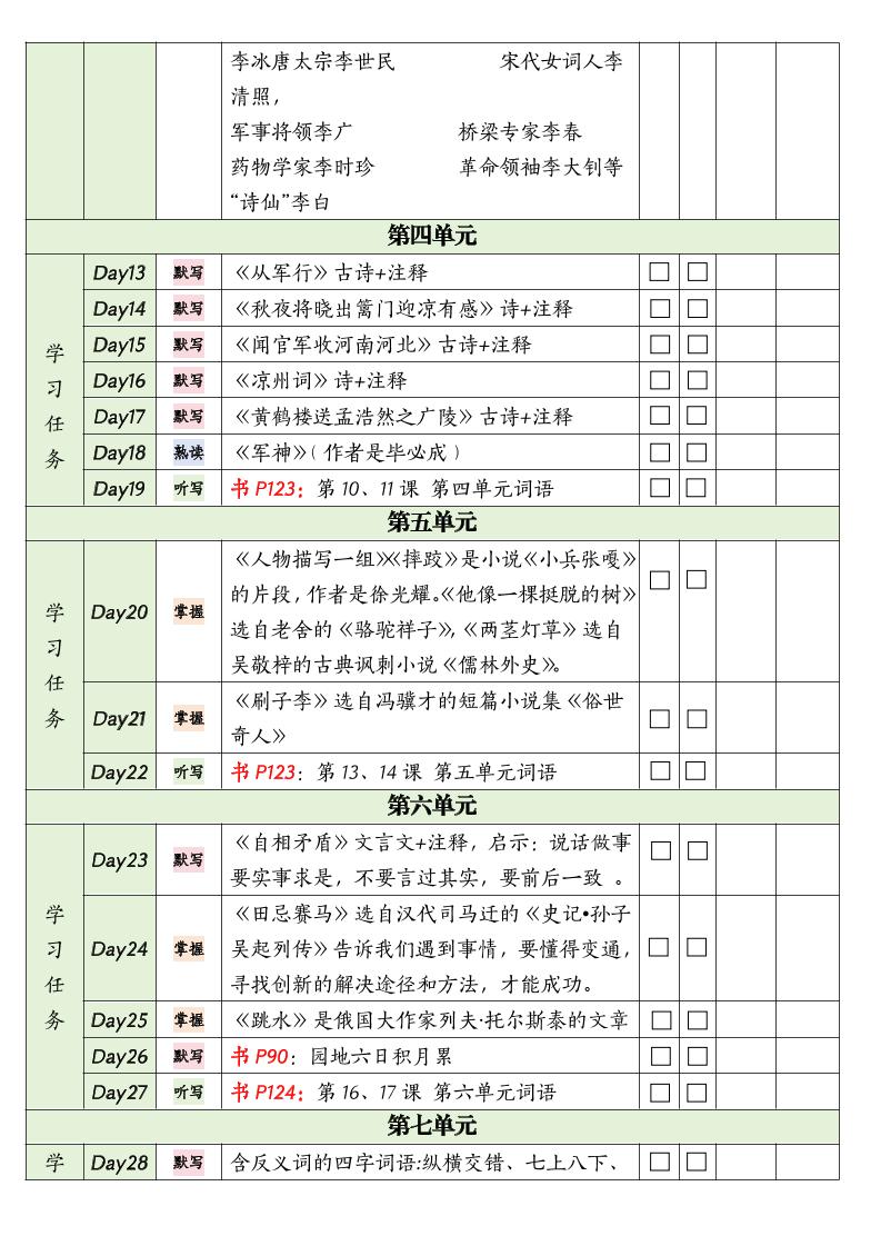 五下语文期末复习单-梦帆创业网