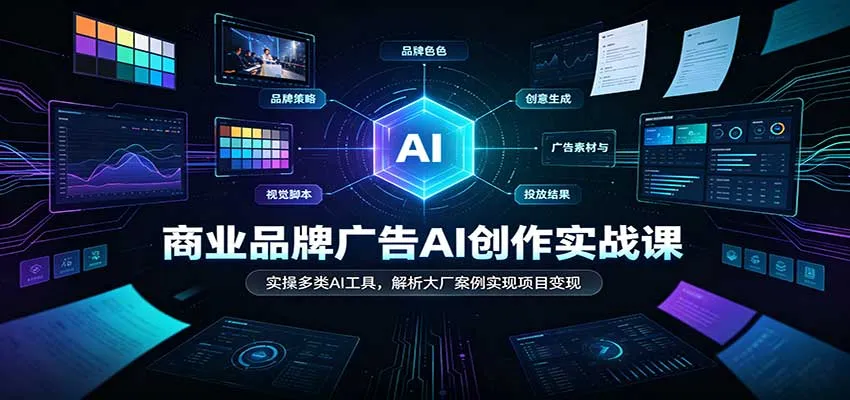 商业品牌广告AI创作实战课：实操多类AI工具，解析大厂案例实现项目变现-梦帆创业网