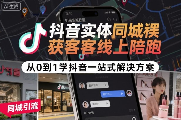 抖音实体同城获客线上陪跑，从0到1学抖音一站式解决方案-梦帆创业网