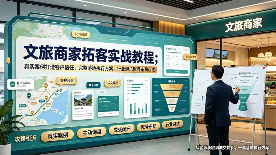 （19273期）文旅商家拓客实战教程；真实案例打造客户信任，完整落地执行方案，行业避坑账号布局心法-梦帆创业网