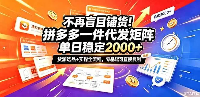 （20955期）不再盲目铺货！拼多多一件代发矩阵落地攻略，提供优质货源店铺运营全流程，零基础可直接复制-梦帆创业网