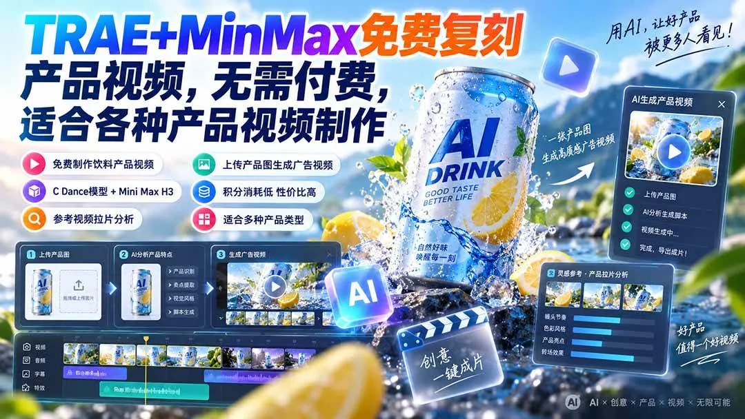 （20362期）TRAE+MinMax免费复刻产品视频，无需付费，适合各种产品视频制作-梦帆创业网