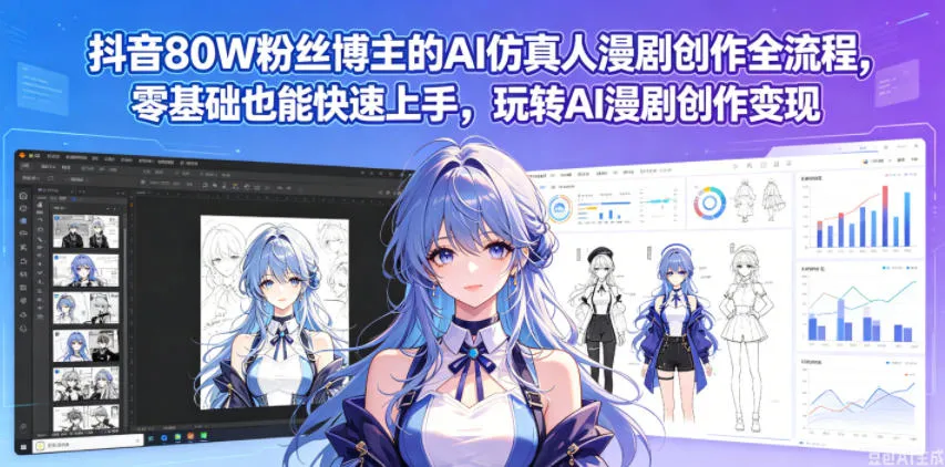 抖音80W粉丝博主的AI仿真人漫剧创作全流程，零基础也能快速上手，玩转AI漫剧创作变现-梦帆创业网